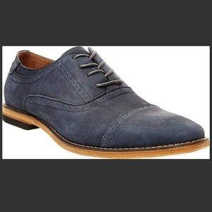 Navy Suede Cap-Toe Oxford